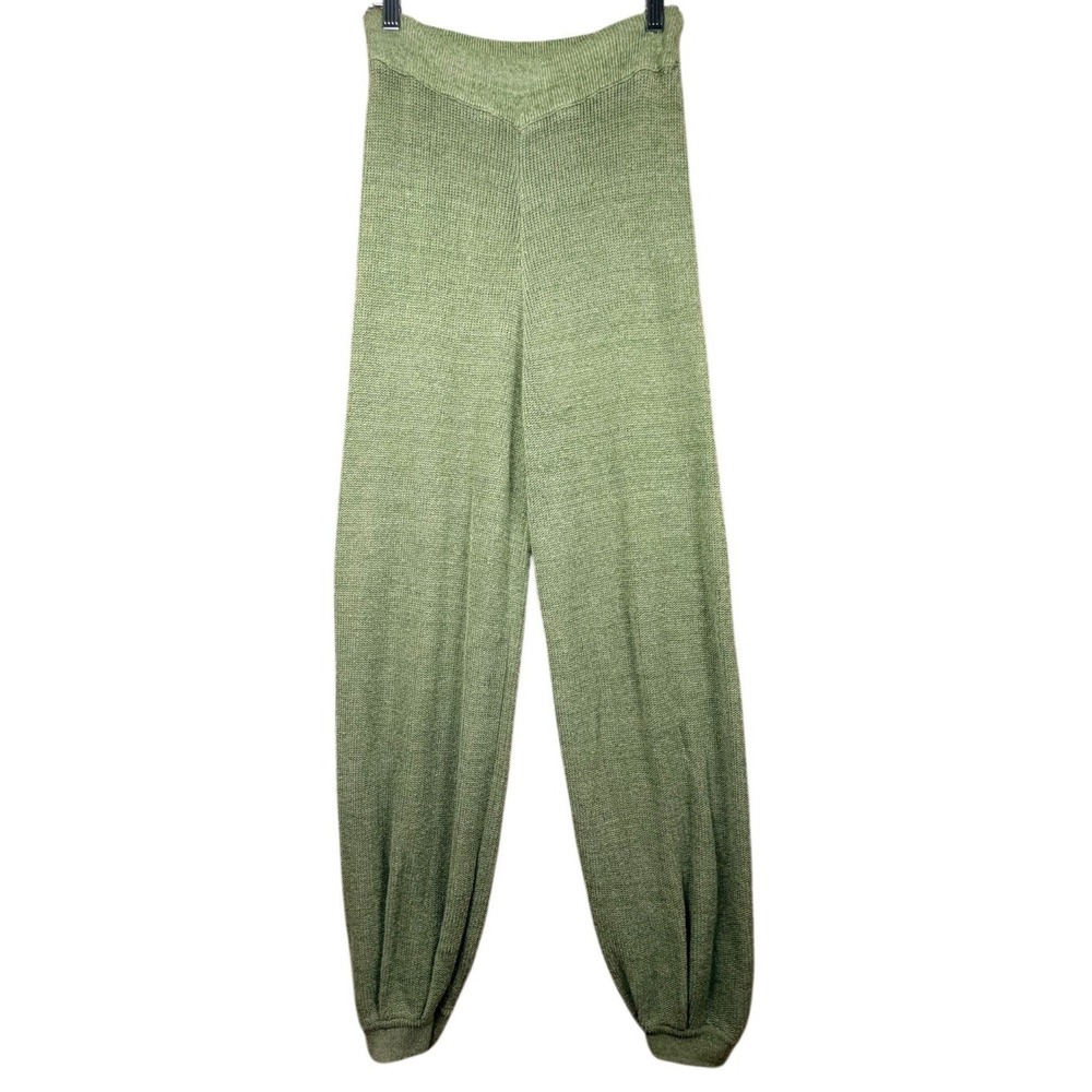 Free People Olive Green Knit High-Waist Pants